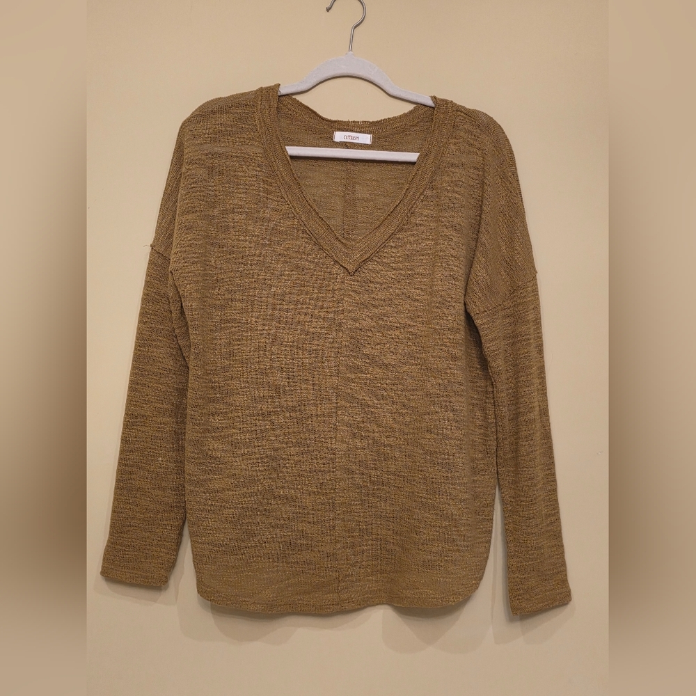 Cherish Cozy V-Neck Sweater Brown Size Small